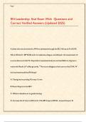 RN Leadership final Exam With Questions and  Correct Verified Answers &lpar;Updated 2025&rpar;