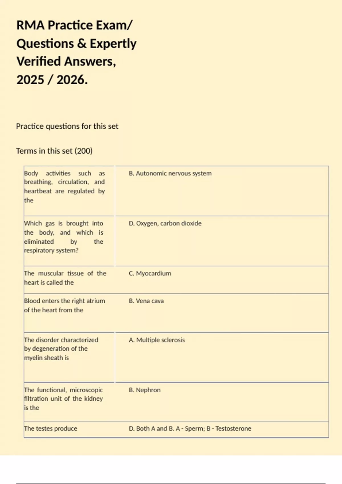 Expertly RMA Practice Exam/ Questions & Expertly Verified Answers, 2025 / 2026 ...