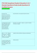 FTCE ESE Exceptional Student Education K-12 &sol; &lpar;Sample Questions&rpar; Study Guide Questions & Certified Answers 