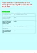 FTCE&colon; Subject Area K-6&colon; Science &sol; Actual Exam Review Questions & Complete Answers &sol; Newest Update 2025 