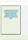 General Physics I &lpar;PHYS 1401&rpar; Conservation of Energy Lab Report &vert; Summer Series &vert; Latest Update &vert; University of Texas