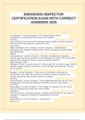 EMISSIONS INSPECTOR CERTIFICATION EXAM WITH CORRECT ANSWERS 2025