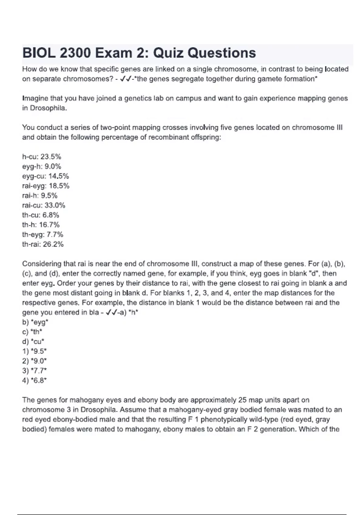Biol 2300 Exam 2 Quiz Latest 2025 2026 Update Actual Exam Test