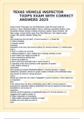 TEXAS VEHICLE INSPECTOR TXDPS EXAM WITH CORRECT ANSWERS 2025