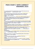 PEDS EXAM 2 WITH CORRECT ANSWERS 2025