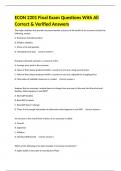 ECON 2201 Final Exam Questions With All Correct & Verified Answers