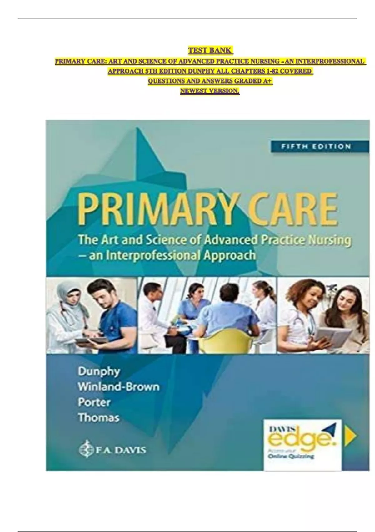TEST BANK PRIMARY CARE: ART AND SCIENCE OF ADVANCED PRACTICE NURSING ...