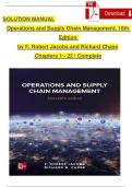 Solution Manual for Operations and Supply Chain Management 16th Edition by F&period; Robert Jacobs and Richard Chase
