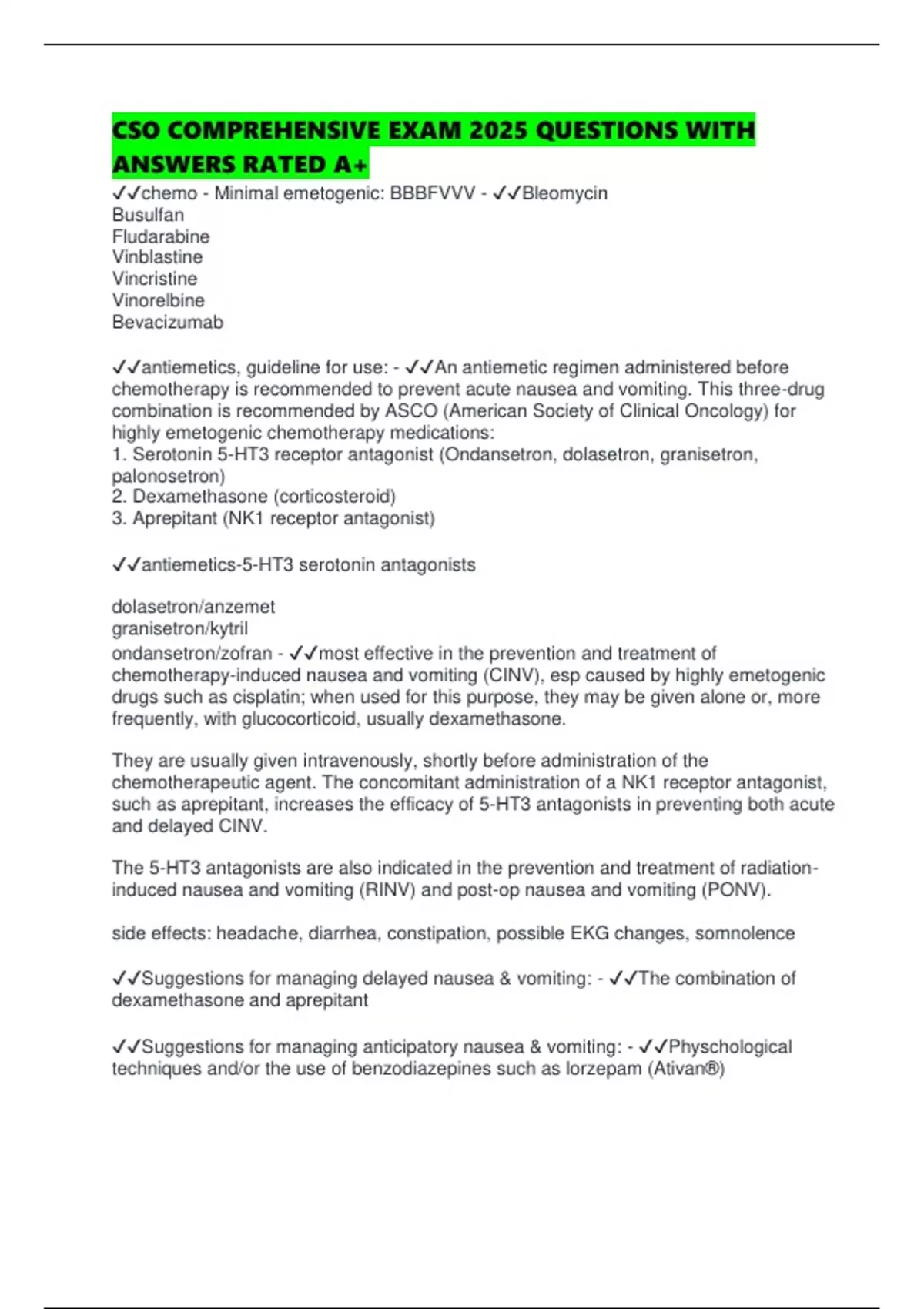 CSO COMPREHENSIVE EXAM 2025 QUESTIONS WITH ANSWERS RATED A+ - CSO ...