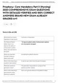 Prophecy- Core Mandatory Part II &lpar;Nursing&rpar; 2025 COMPREHENSIVE EXAM QUESTIONS WITH DETAILED VERIFIED AND 100&percnt; CORRECT ANSWERS BRAND NEW EXAM ALREADY GRADED A&plus;&excl;&excl;