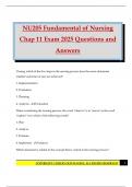NU205 Fundamental of Nursing Chap 11 Exam 2025 Questions and Answers