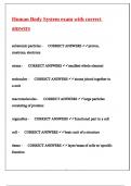 Human Body System exam with correct answers