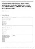Pax Verbal Ability Test Questions ACTUAL EXAM QUESTIONS WITH COMPLETE SOLUTION GUIDE&rpar; &lpar;MULTIPLE CHOICES&rpar; &lpar;A&plus; GRADED 100&percnt; VERIFIED&rpar; LATEST VERSION 2025