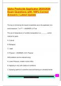 Idaho Pesticide Applicator 2025&sol;2026  Exam Questions with 100&percnt; Correct  Answers &vert; Latest Update