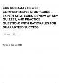 CDR RD EXAM &sol; NEWEST COMPREHENSIVE STUDY GUIDE &ndash; EXPERT STRATEGIES&comma; REVIEW OF KEY QUIZZES&comma; AND PRACTICE QUESTIONS WITH RATIONALES FOR GUARANTEED SUCCESS