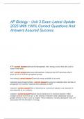 AP Biology - Unit 3 Exam Latest Update  2025 With 100&percnt; Correct Questions And  Answers Assured Success