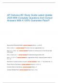 AP Calculus BC Study Guide Latest Update  2025 With Complete Questions And Correct  Answers With A 100&percnt; Guarantee Pass&excl;&excl;&excl; 