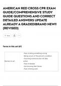 AMERICAN RED CROSS CPR EXAM GUIDE&sol;COMPREHENSIVE STUDY GUIDE QUESTIONS AND CORRECT DETAILED ANSWERS UPDATE ALREADY A GRADED&vert;BRAND NEW&excl;&excl;&lbrace;REVISED&rcub;