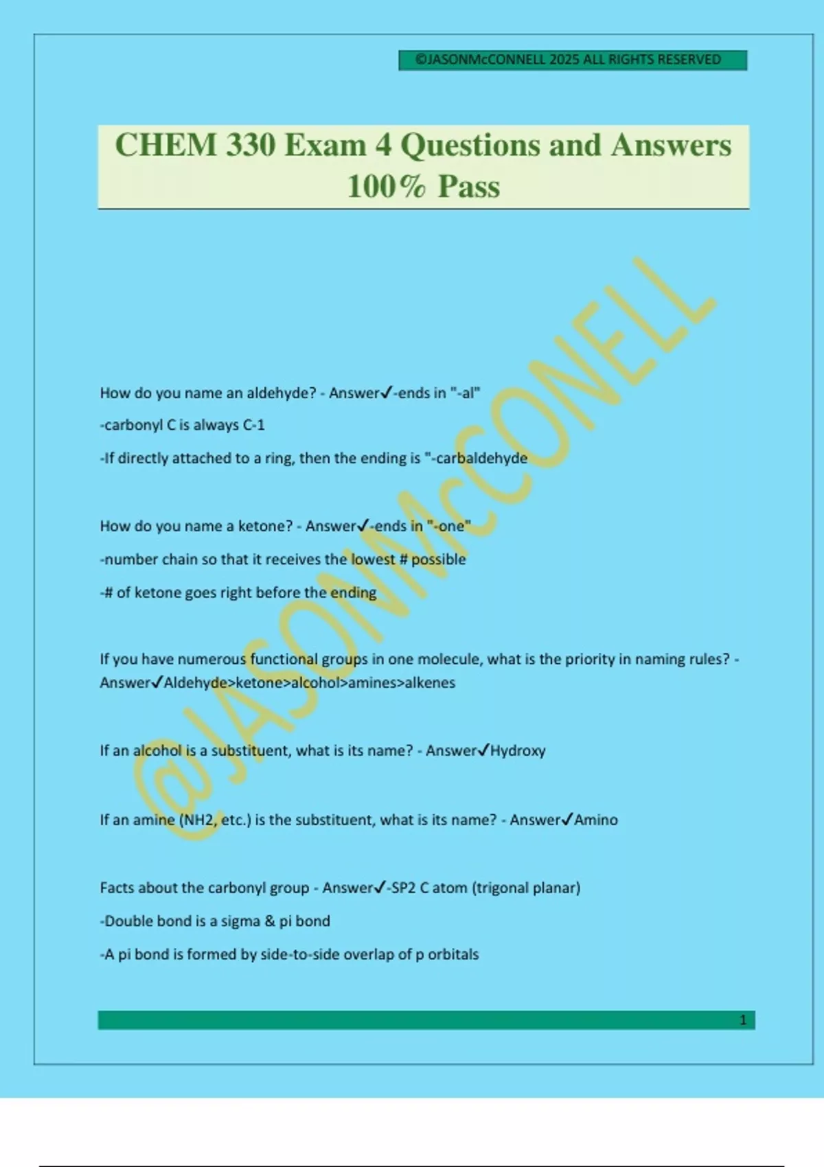 Chem 330 Exam 4 Questions And Answers 100 Pass Chem 330 Stuvia Us