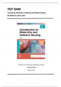 TEST BANK Introduction to Maternity and Pediatric Nursing&comma; 9th Edition by Gloria Leifer - Chapters 1-34&comma; Rationals Included 9780323826808 & ISBN&colon; 9780443111570