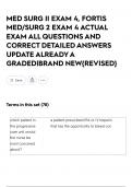 MED SURG II EXAM 4&comma; FORTIS MED&sol;SURG 2 EXAM 4 ACTUAL EXAM ALL QUESTIONS AND CORRECT DETAILED ANSWERS UPDATE ALREADY A GRADED&vert;BRAND NEW&lbrace;REVISED&rcub;