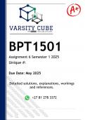 BPT1501 Assignment 6 &lpar;DETAILED ANSWERS&rpar; Semester 1 2025 - DISTINCTION GUARANTEED 