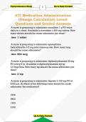 ATI Medication Administration  &lpar;Dosage Calculation&rpar; Latest  Questions and Graded Answers 