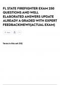 FL STATE FIREFIGHTER EXAM 250 QUESTIONS AND WELL ELABORATED ANSWERS UPDATE ALREADY A GRADED WITH EXPERT FEEDBACK&vert;NEW&excl;&excl;&lbrace;ACTUAL EXAM&rcub;