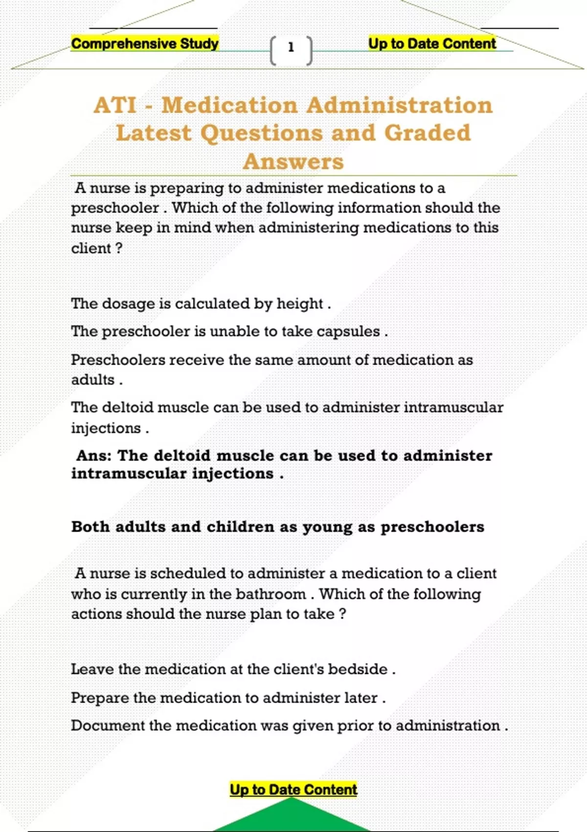 ATI - Medication Administration Latest Questions and Graded Answers ...