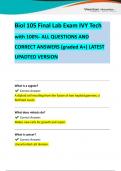 Biol 105 Final Lab Exam IVY Tech with 100&percnt;- ALL QUESTIONS AND CORRECT ANSWERS &lpar;graded A&plus;&rpar; LATEST UPADTED VERSION 
