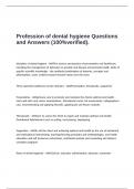 Profession of dental hygiene Questions and Answers &lpar;100&percnt;verified&rpar;&period;
