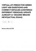 VIRTUAL ATI PREDICTOR GREEN LIGHT 400 QUESTIONS AND CORRECT DETAILED ANSWERS&lpar;2 DIFFERENT VERSIONS&rpar; UPDATE ALREADY A&plus; GRADED &vert;BRAND NEW&excl;&excl;&lbrace;ACTUAL EXAM&rcub;
