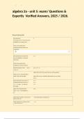 algebra 2a - unit 5&colon; exam&sol; Questions & Expertly  Verified Answers&comma; 2025 &sol; 2026&period;