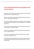 Case management final exam questions with correct answers
