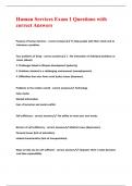 Human Services Exam 1 Questions with correct Answers