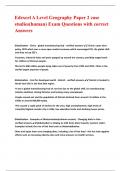 Edexcel A Level Geography Paper 2 case studies&lpar;human&rpar; Exam Questions with correct