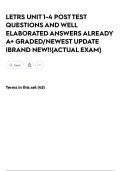 LETRS UNIT 1-4  POST TEST QUESTIONS AND WELL ELABORATED ANSWERS ALREADY A&plus; GRADED&sol;NEWEST UPDATE &vert;BRAND NEW&excl;&excl;&lbrace;ACTUAL EXAM&rcub;