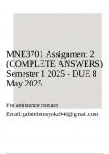 MNE3701 Assignment 2 &lpar;COMPLETE GUIDELINE&rpar; Semester 1 2025 - DUE 8 May 2025
