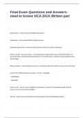 Final Exam Questions and Answers- need to knows HCA 201A Written part