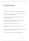 HCA 201 Final Exam Questions with 100&percnt; Correct Answers