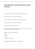 HCA 201 Quiz 1 Questions with Correct Answers
