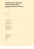 Cumulative Exam review final math essentials&sol; Verified Questions with Correct Answers&period;