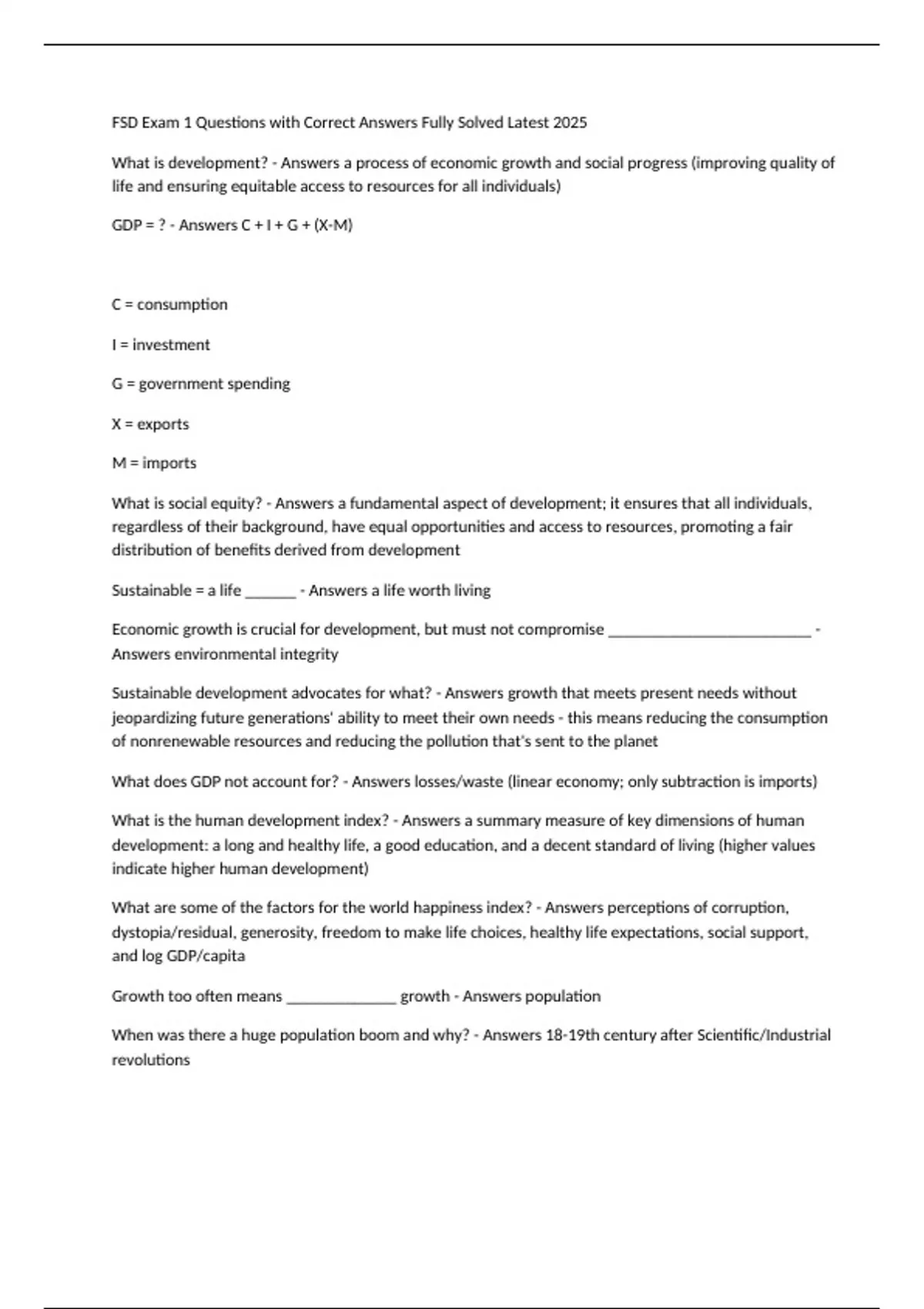 FSD Exam 1 Questions with Correct Answers Fully Solved Latest 2025 ...