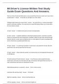MI Driver's License Written Test Study Guide Exam Questions And Answers&period;