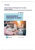 Test Bank - Human Resources Management in Canada&comma; 15th Edition by Gary Dessler&comma; All 17 Chapters Covered&vert;&vert; With Detailed Answers