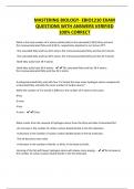 MASTERING BIOLOGY- EBIO1210 EXAM QUESTIONS WITH ANSWERS VERIFIED 100&percnt; CORRECT