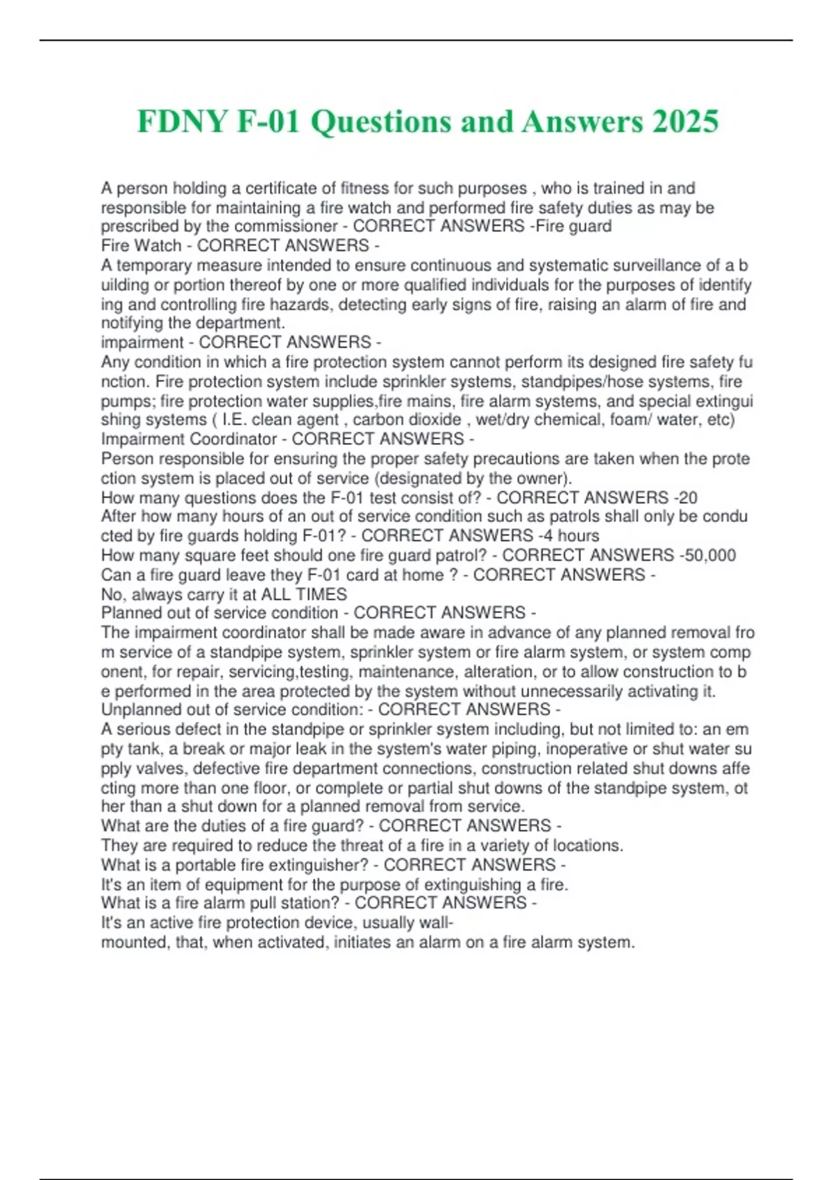 Fdny F 01 Questions And Answers 2025 Fdny Stuvia Us