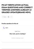 PICAT VERIFICATION ACTUAL EXAM QUESTIONS AND CORRECT VERIFIED ANSWERS ALREADY A&plus; GRADED UPDATE&lbrace;BRAND NEW&rcub;