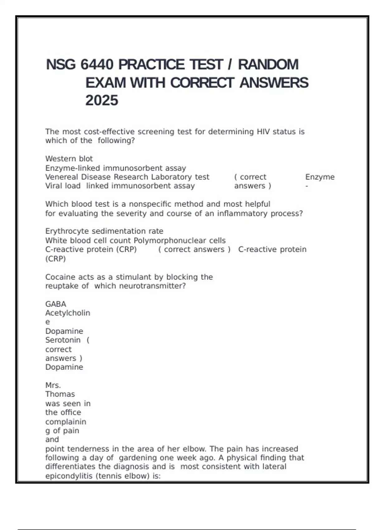 NSG 6440 PRACTICE TEST RANDOM EXAM WITH CORRECT ANSWERS 2025 - NSG 6440 ...