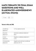 MATH 110&vert;MATH 110 FINAL EXAM QUESTIONS AND WELL ELABORATED ANSWERS&vert;NEW&excl;&excl;&lbrace;ACTUAL EXAM&rcub;&rcub;